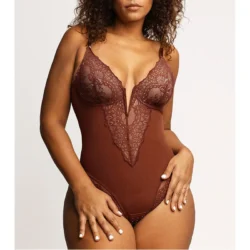 Silky Touch 2 Layer Bodysuits Open Crotch Shapewear Jumpsuit